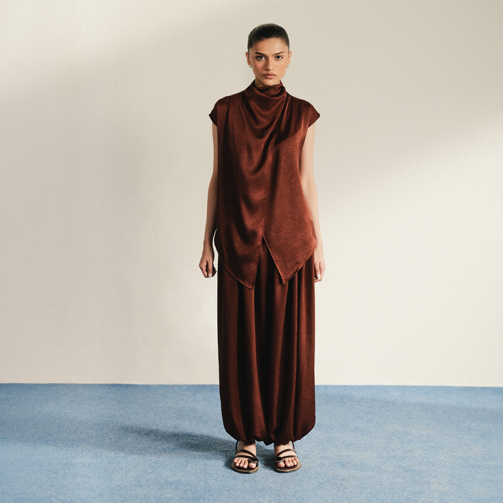 TERRACOTTA ASYMMETRIC DRESS