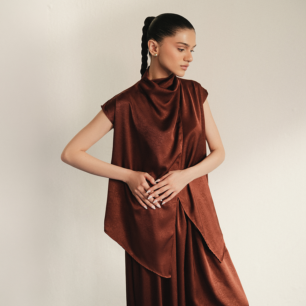 TERRACOTTA ASYMMETRIC DRESS