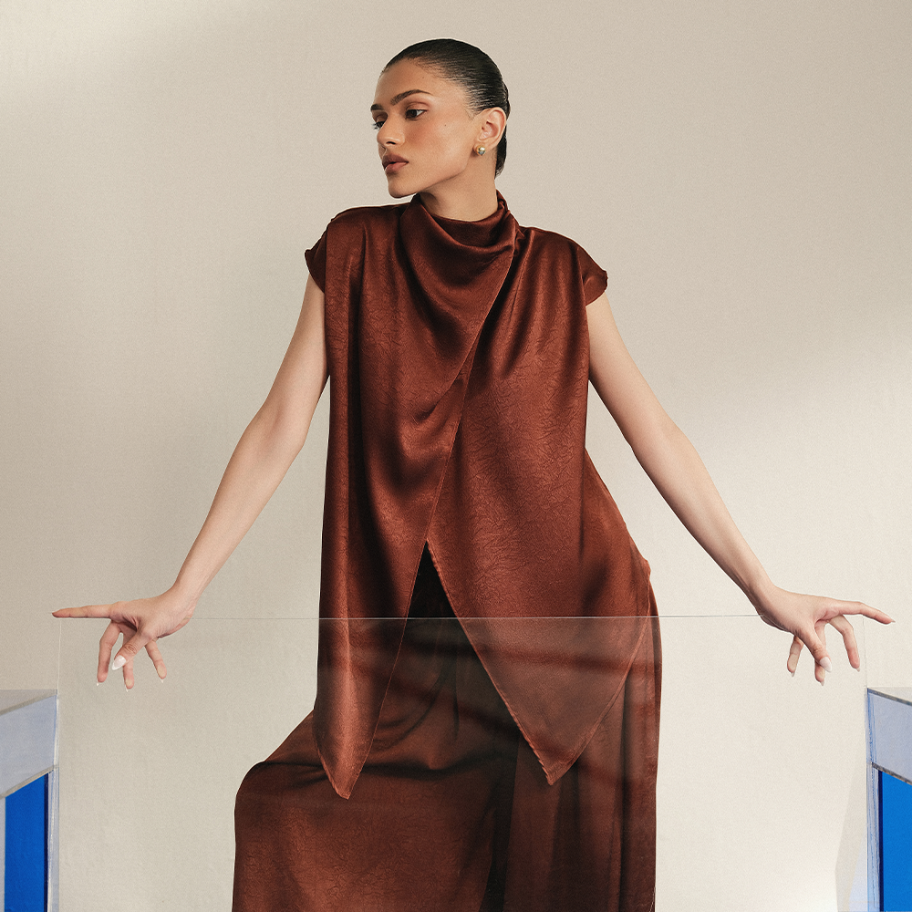 TERRACOTTA ASYMMETRIC DRESS