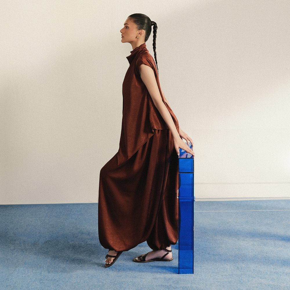 TERRACOTTA ASYMMETRIC DRESS